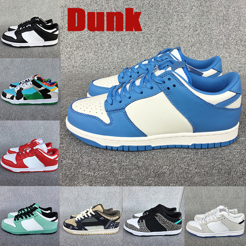 

Top Dunk mens basketball shoes UNC coast chunky dunky University blue red elephant Travis Scotts street hawker shadow Low men women Sneakers, Og box