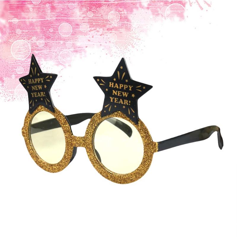 

Party Decoration Sunglasses Novelty HAPPY YEAR Funny Glasses With Star Decor Favors (Golden)