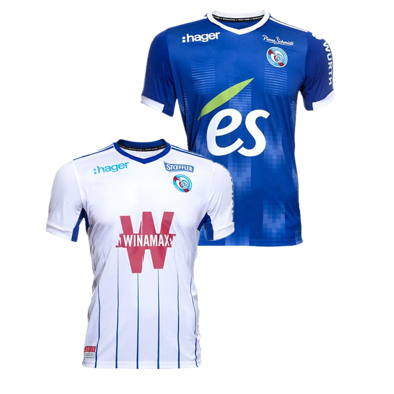 Top 21 22 Maillots RC Strasbourg Alsace Soccer Jerseys Home Gameiro 2021 2022 Djiku Thomasson Lala Mothiba Sissoko Shirts de football