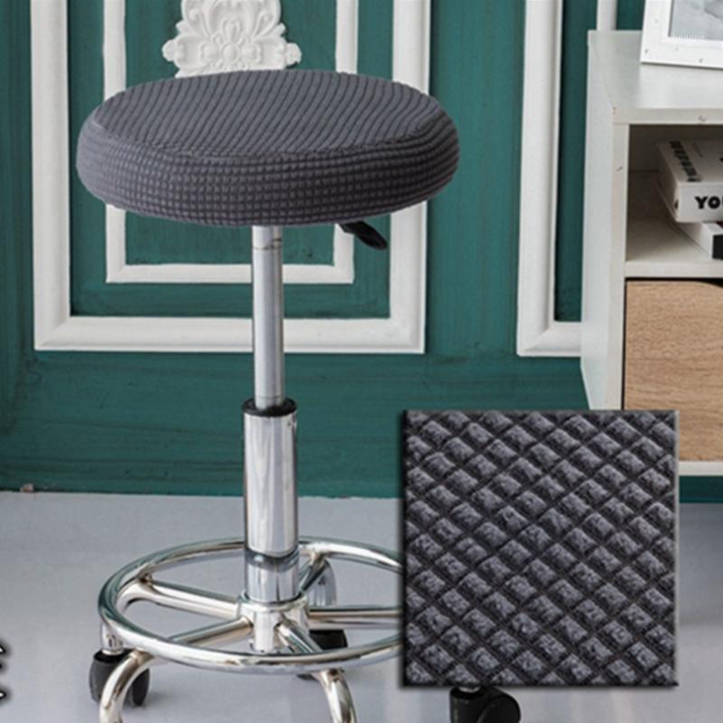 

Household Solid Color Round Stool Cover Jacquard Spandex Elastic Chair Cushion Bar Swivel General Size Covers