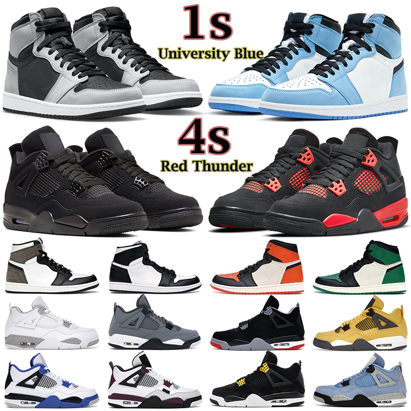 

mens basketball shoes 4s Red Thunder 4 Black Cat Fire Sail White Oreo 1s Dark Mocha University Blue Hyper Royal Motorsports men women traine