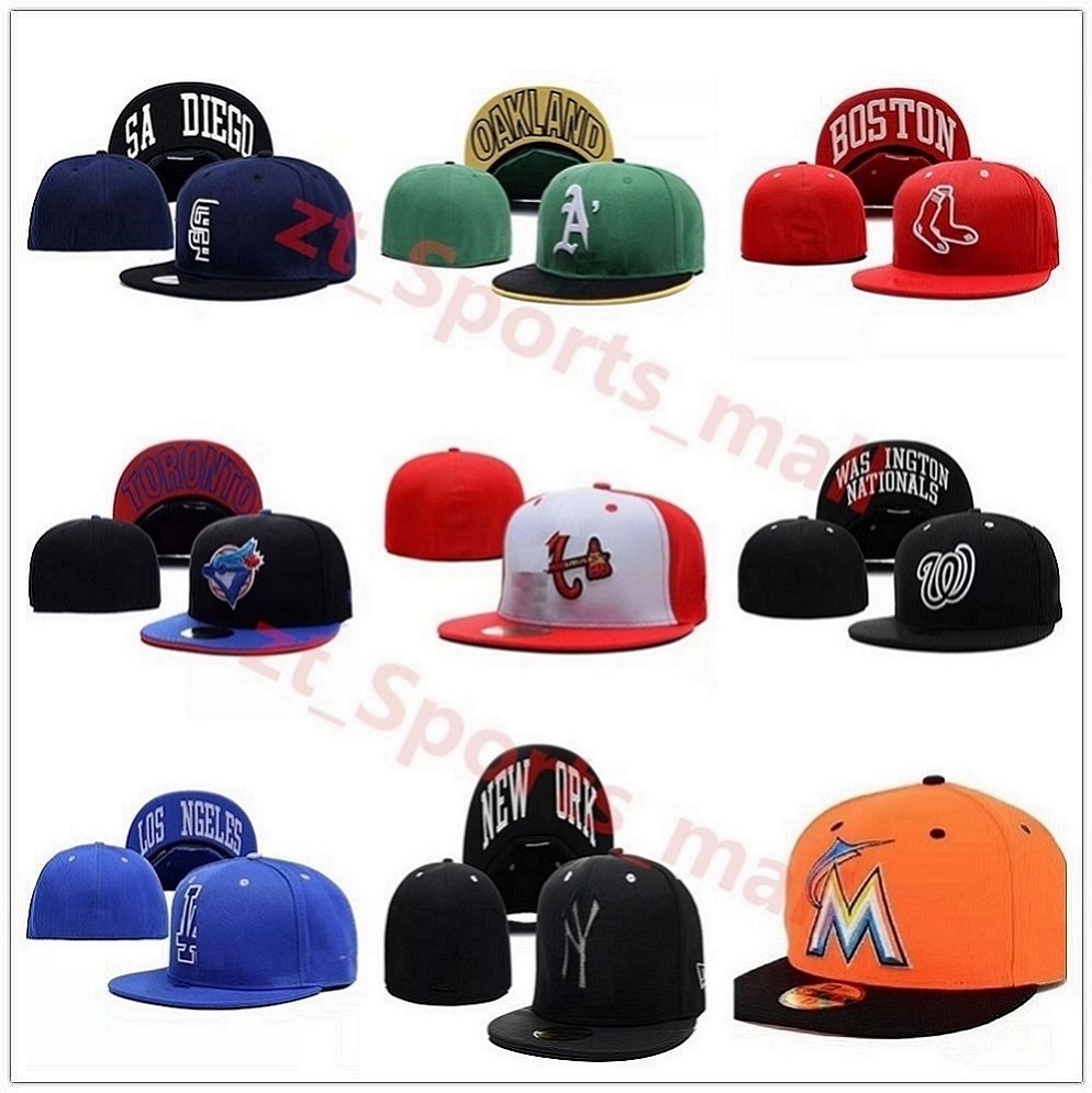 

One stop baseball caps Snapbacks team fan close fitting baseball cap live mix and match order size fully closed flat mouth hat bone decoration, Black;white