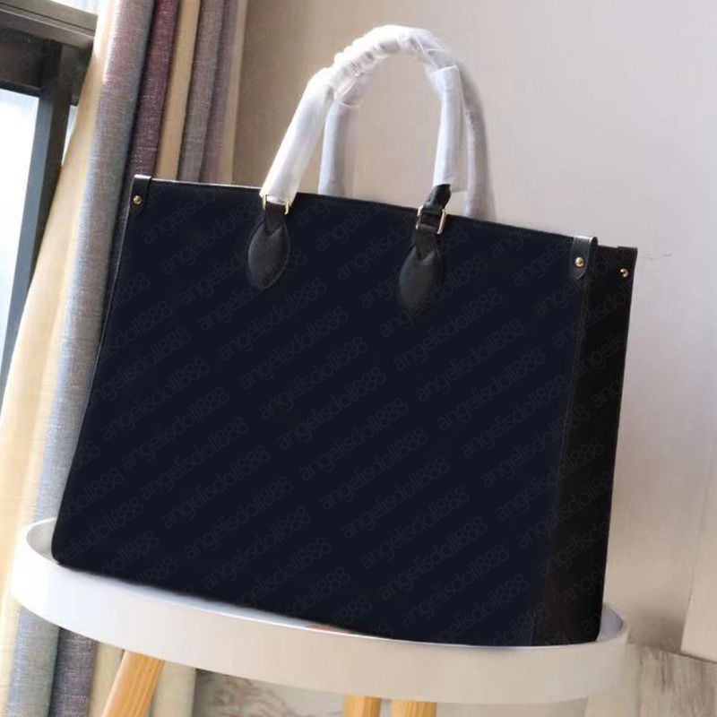 

Top quality womens men handbags large tote shopping bag designer black letters emboss genuine real leather fashion hand bags, Black mm