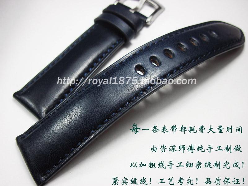

Watch Bands Handmade Casual Band 23mm High Quality Dark Blue Genuine Leather Strap Bracelet Retro Wristband Accessories