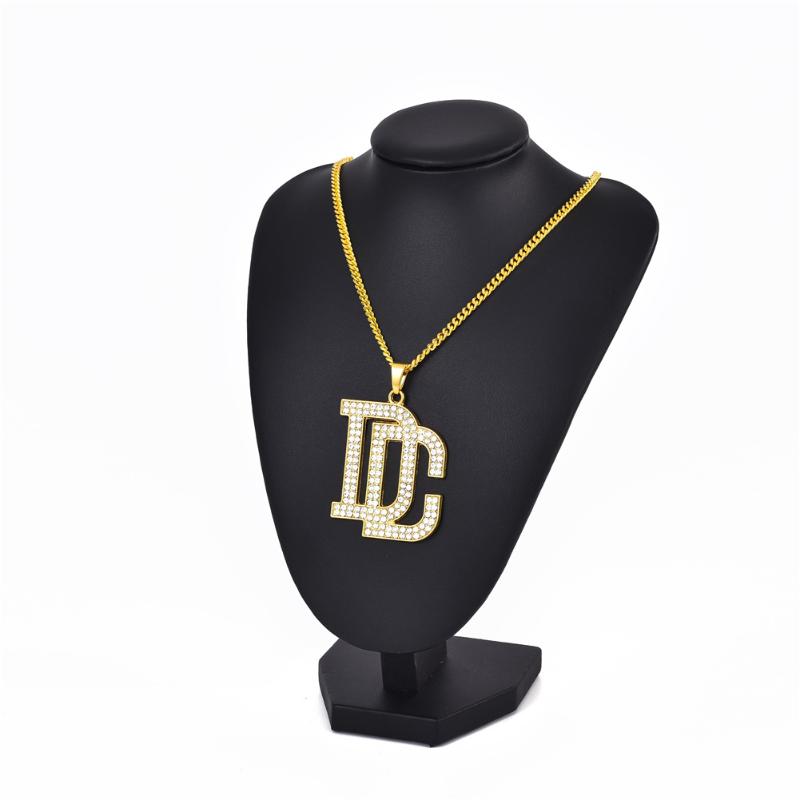 

Fashion Crystal DC Necklace Letters Chain Pendants Wholesale Accessories Female Gifts Hiphop Party Jewelry Pendant Necklaces