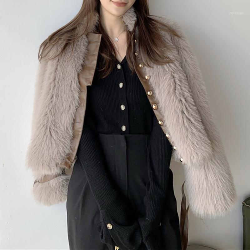 

Women' Fur & Faux Fall Casual Stand-Up Collar Woman Fashion Single-Breasted Short Jacket Women Simple Solid Winter Long Sleeve Top Ladies, White