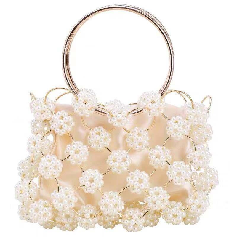 

Evening Bags Pearl Bag Handmade Vintage EVA Beaded Fashion Banquet Party Shoulder Female 2021 Wedding Luxury Women's Totes Handbag