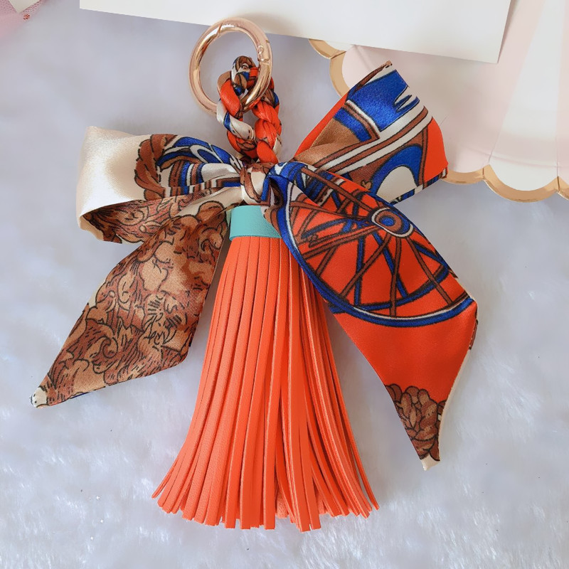 

Ribbon Bow Women Keychains Scarf Bowknot PU Leather Tassel Car Key Chain Ring Holder Fashion Pendant Jewelry Keyring Charms Bag Accessories for Girls Gift