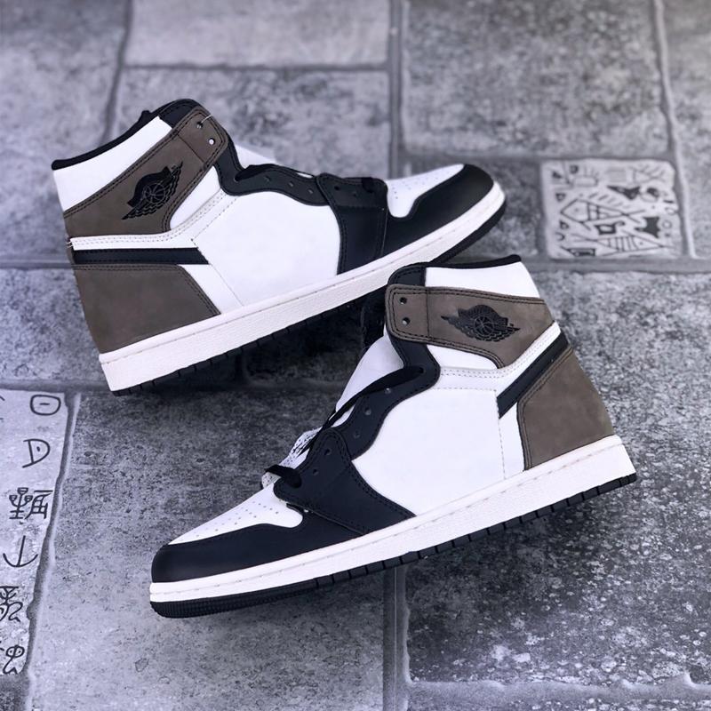 

High quality Jumpman Dark Mocha Shoes 1 top black lace-up basketball 1S OG men's and women's sneakers size US5.5-US12, #1