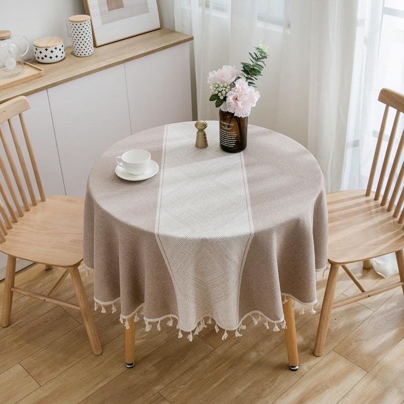 

Table Cloth Lace Round Tablecloth Cotton Linen Tassel Cover Bohemian White For Party Obrus Tafelkleed Mantel Mesa Nappe