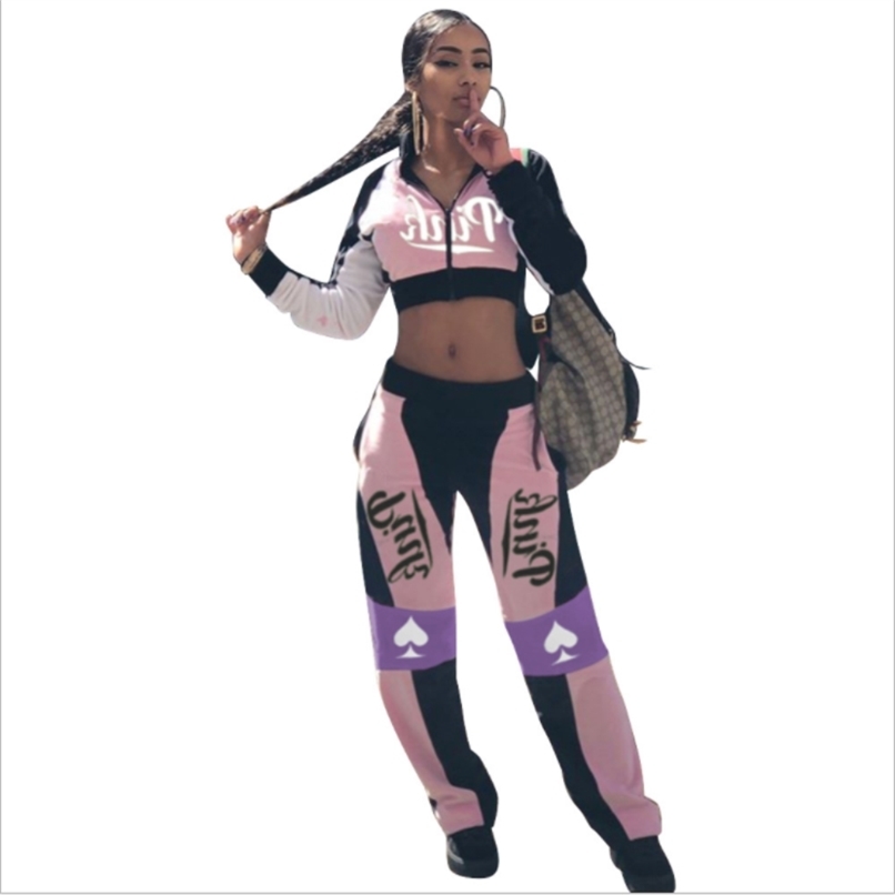 

Women 2pcs Set Sport Suit Gym Workout Clothes Long Sleeve Crop Top High Waist Leggings Sexy Fitness Wear Cool Girl BF Style 210525, Multi