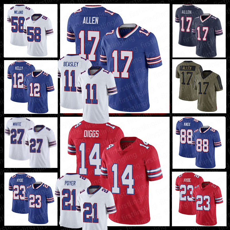 

17 Josh Allen Football Jerseys 14 Stefon Diggs 11 Cole Beasley 58 Matt Milano 27 Tre'Davious White Tyler Bass Oliver Poyer Tremaine Edmunds Dawson Knox Micah Hyde, Custom men jersey(b e)