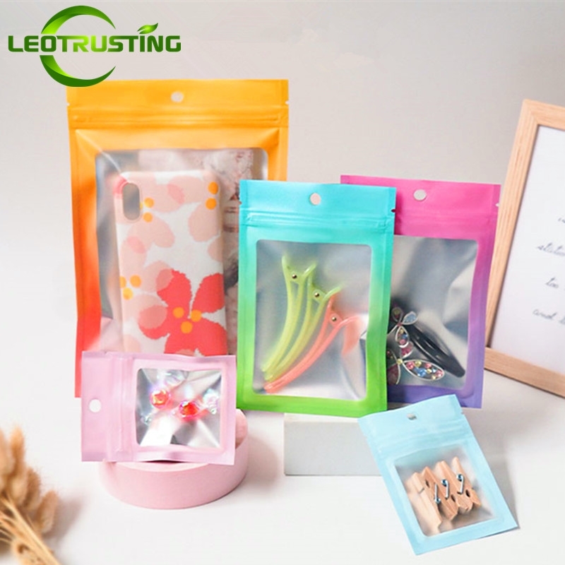 

100pcs Color Aluminum Foil Zip Lock Pouches Resealable Translucent Powder Trinkets Snack Tea Trial Custom Printing Packaging Bag 210724