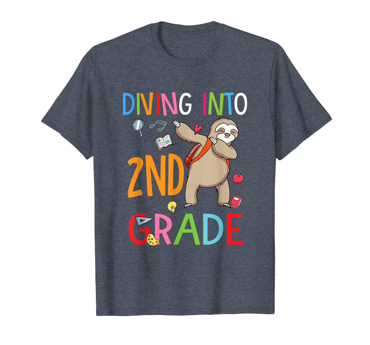 

dabbing sloth diving into 2nd grade tshirt sloth school gift, White;black
