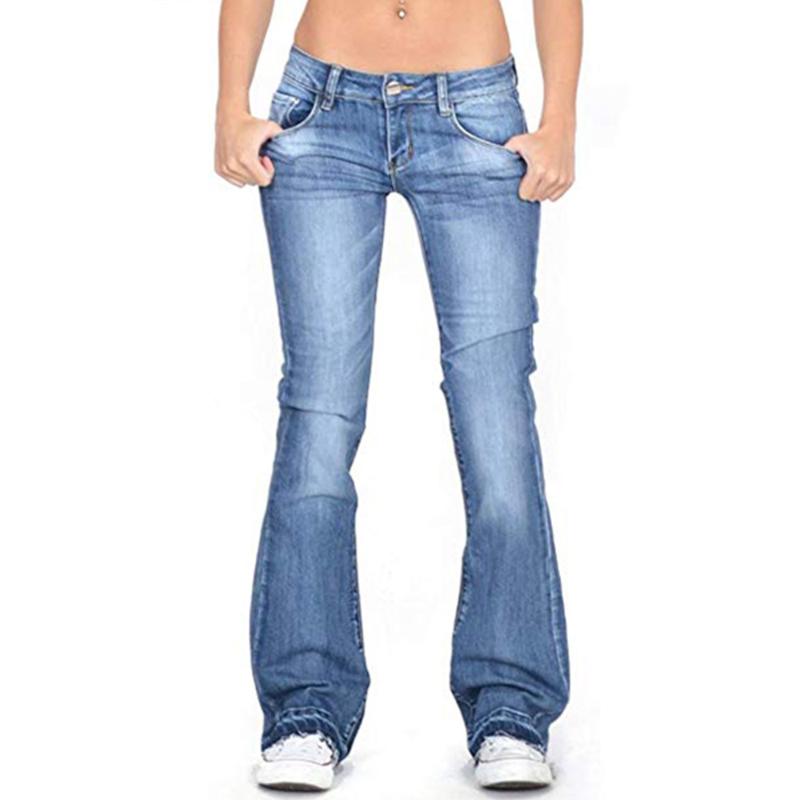

Women' Pants & Capris Woman Classic Retro Flare Jeans Feminino Long Bleached Mid Rise Denim Ladies Casual Fashion Trousers 2021 Plus Size D, Black