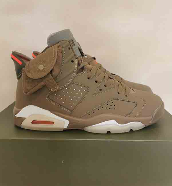 

6 British Khaki Man Outdoor Sneakers Basketball Shoes Travis x 6S Bright Crimson-Sail DH0690-200