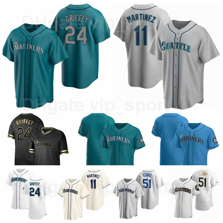 

11 Edgar Martinez Jersey Baseball 51 Suzuki Ichiro 34 Felix Hernandez 13 Alex Rodriguez 24 Ken Griffey Green Beige Navy Blue Grey Team, Kids