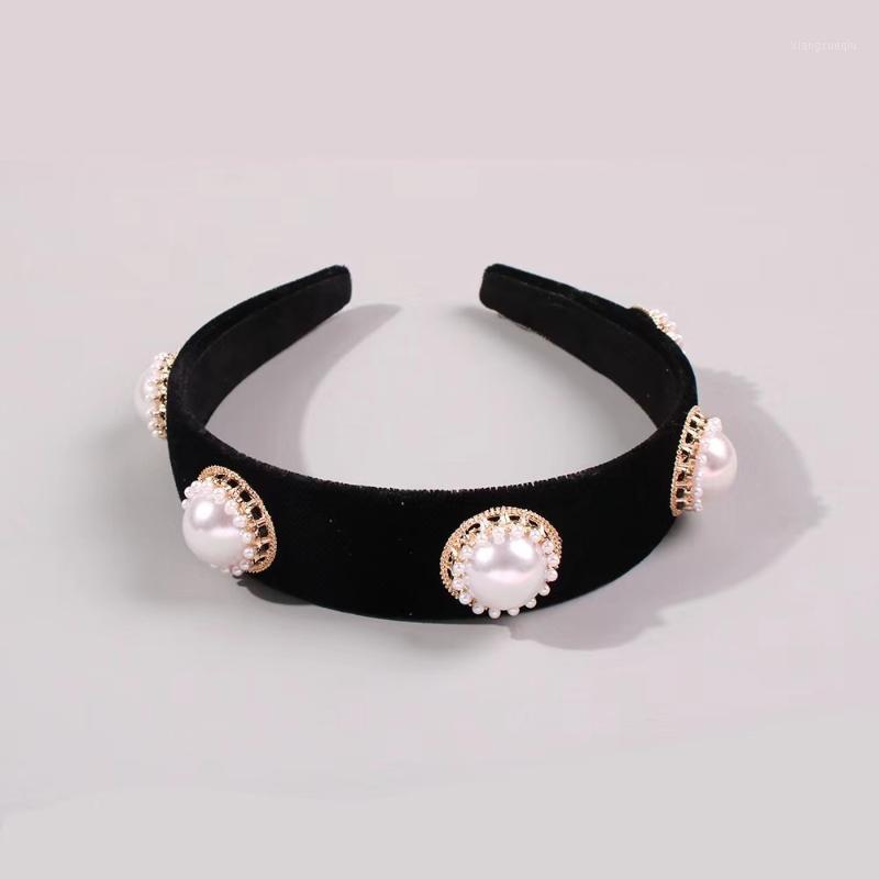 

Hair Clips & Barrettes Vintage Accessories Hairband Corduroy Big Pearl Headband For Women 2022 Gifts Fashion Hoop Bezel Bands, Golden;silver