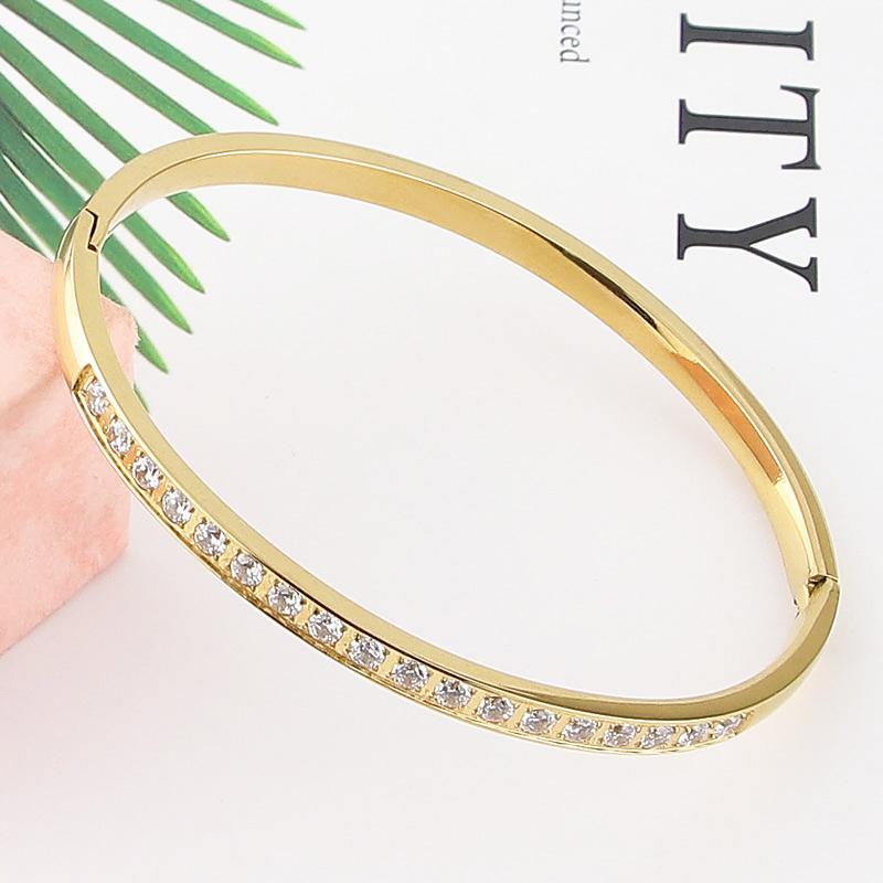 

Bangle Selling Fashion Jewelry 4MM Inlaid Crystal Stainless Steel Bracelet For Women Love Gifts And Wholesale