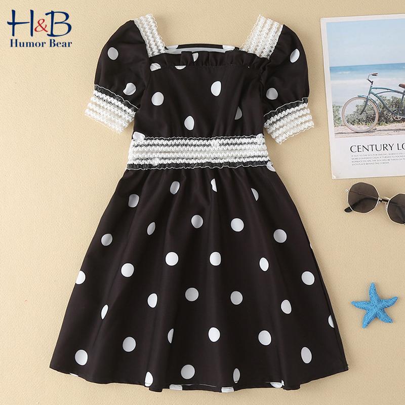 

Girl's Dresses Humor Bear Girls Dress 2022 Summer Square Collar Short Sleeve Ploka Dot Printed Casual Toddler Princess For 2-6Y, Red;yellow