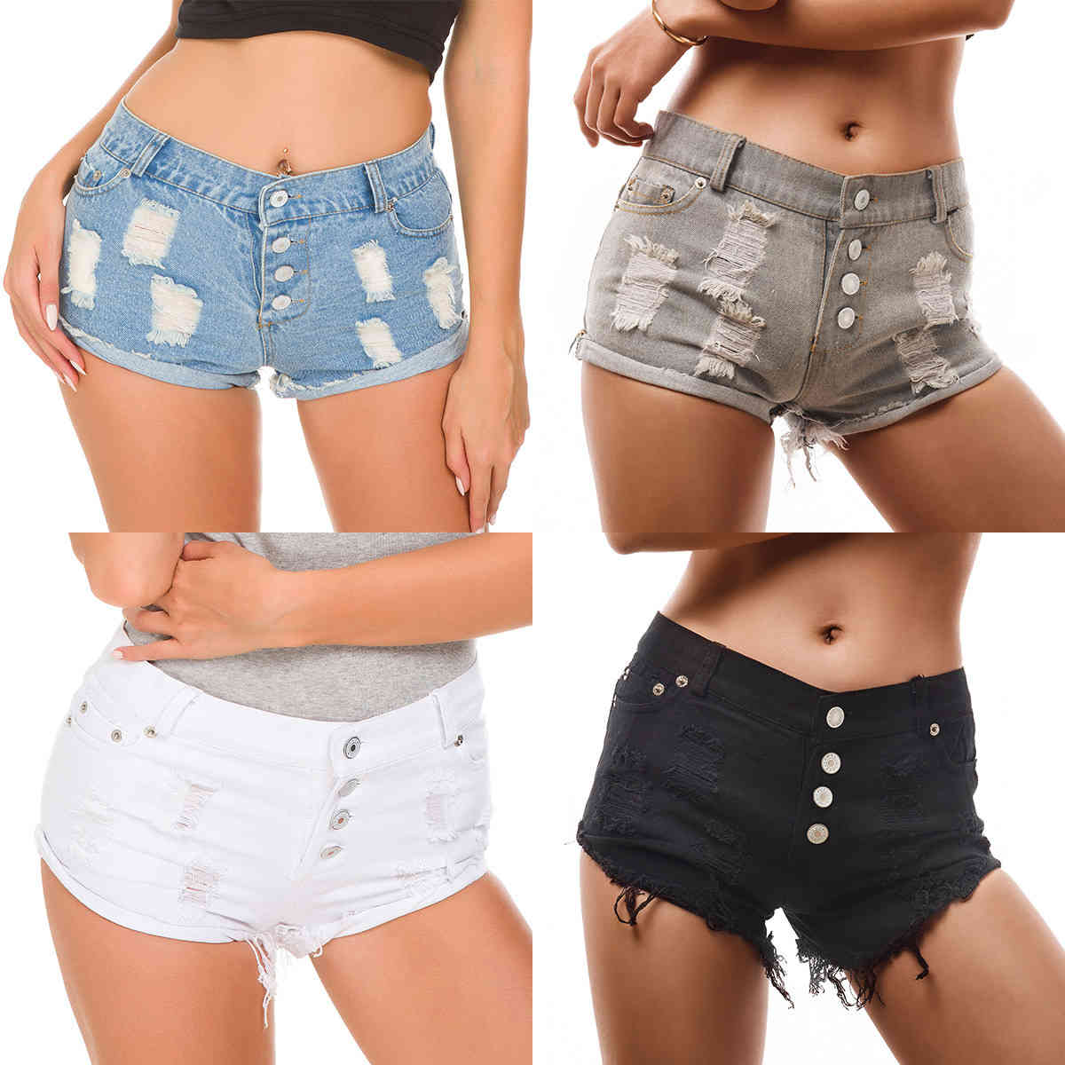 

Women's Shorts Summer Jeans Pants Night Club Sexy High Waist Performance Clothes, White;black