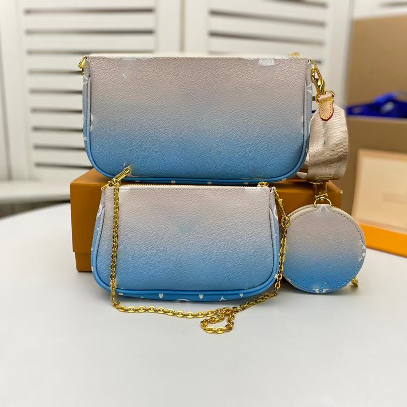 

Real leather Fashion handbags Shoulder Bags Multi pochette accessoires purses Women Favorite Mini 3pcs accessories crossbody bag