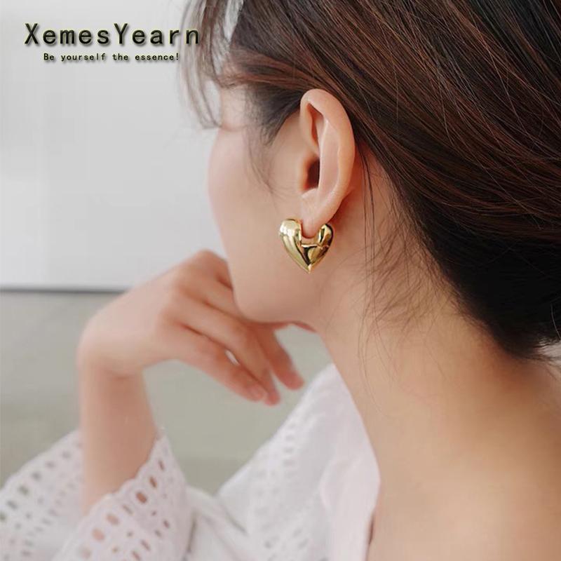 

Dangle & Chandelier European And American Classic Metal Heart Pendant Earrings For Woman Korean Fashion Jewelry Simple Accessories Gothic Gi, Silver