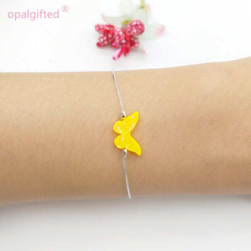 

Link, Chain MOQ=1pc Lucky Animal Butterfly Yellow Opals Simple Bracelets 2021 Bangles For Women Fashion Jewelry Valentine's Day Gift
