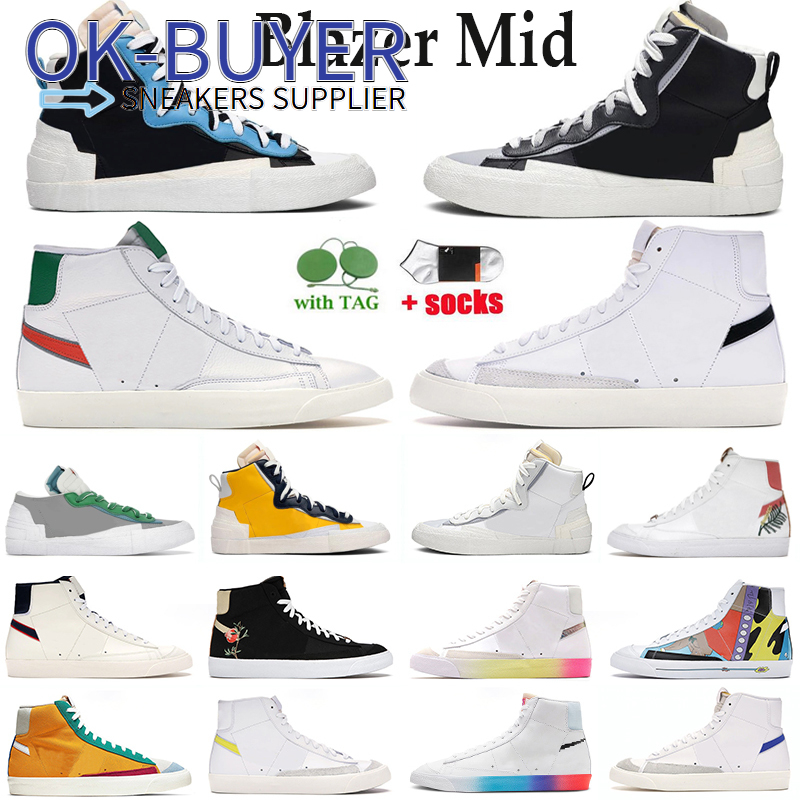

Blazer mid 77 vintage mens women running shoes White black Pine Green Snakeskin Habanero Red Kumquat Platform Trainers sport sneakers, Color#41