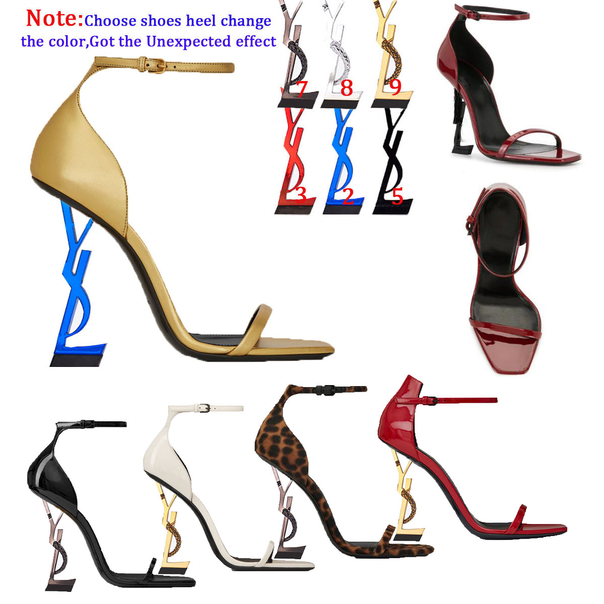

Ã S I Paris Metal Letters Luxury Designer Brand Dress Shoe Golden gold High Heels Women Fashion Sexy Open Toe Super Highs Heel Sandals Brida, Black