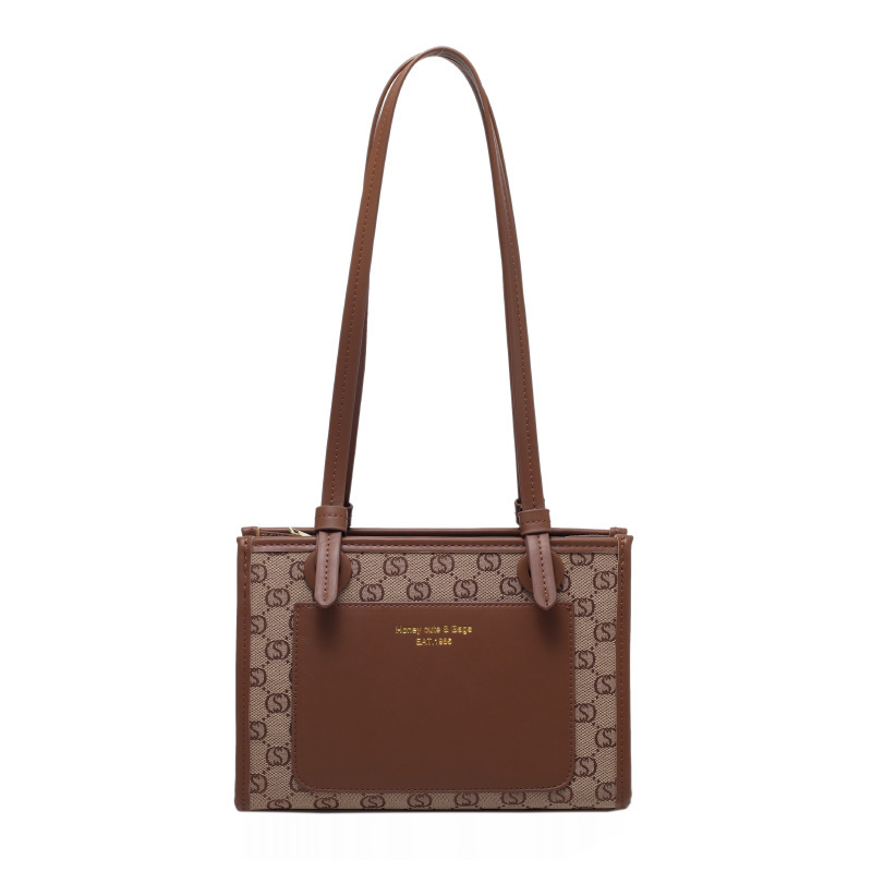 

Womens Purses & Handbags bagswomen new fashion letter one shoulder armpit Pu texture women's hand tote Purse 04IE, Brown