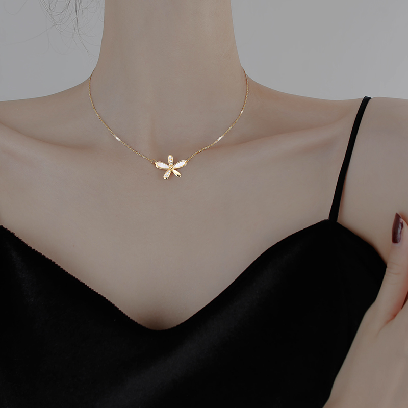 Flower necklace ifashion necklace female niche design feeling collarbone chain contracted temperament-image-709305940