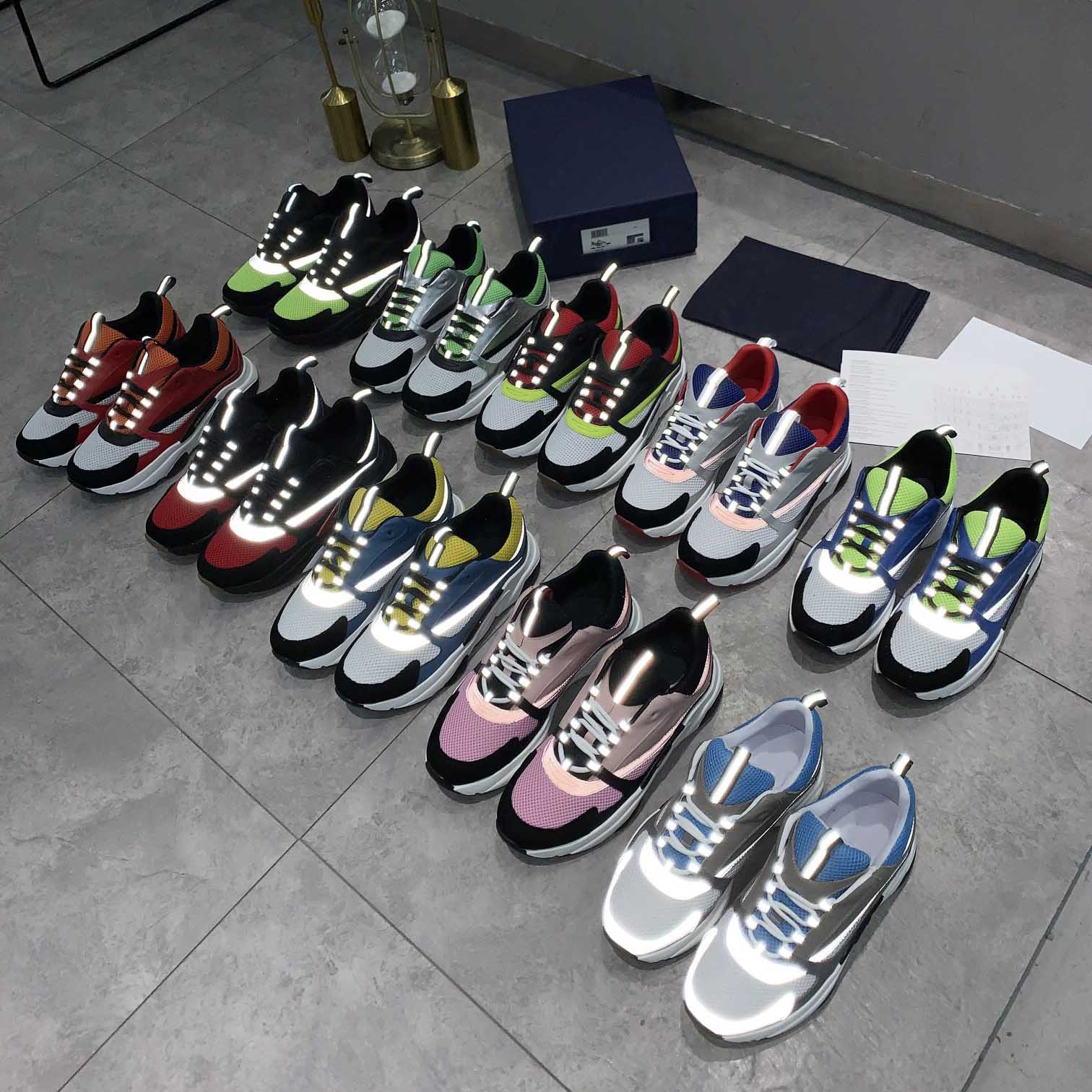

2021 Top Designer B22 shoes White Leather Calfskin shoe Top Technical Knit Women Platform Sneakers Blue Grey designers Sneaker with box, Color 20