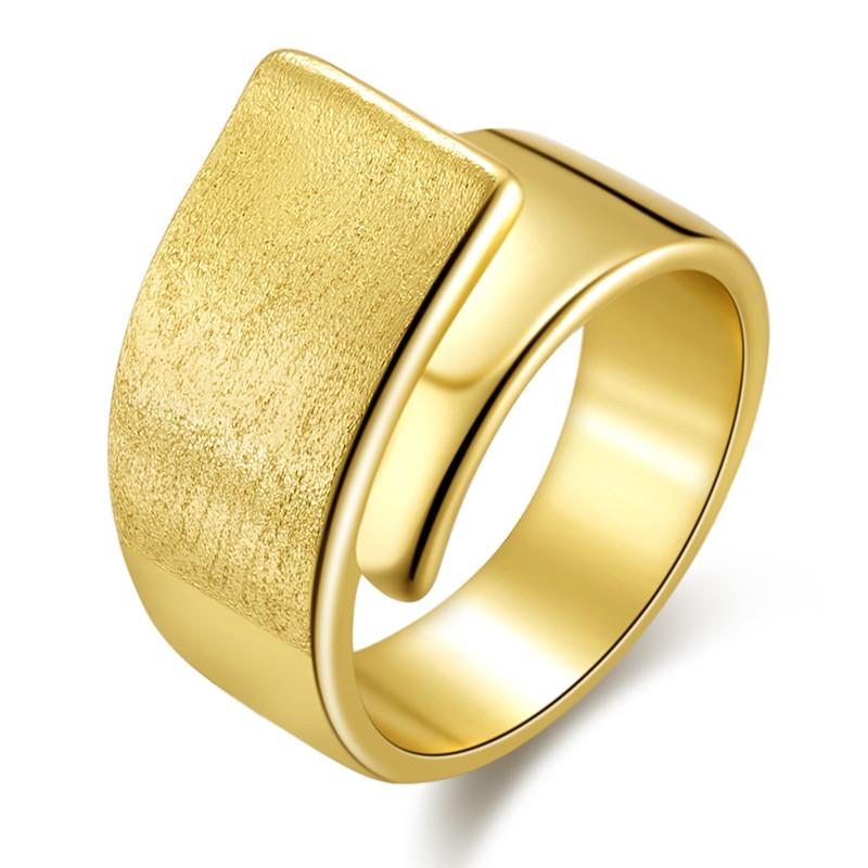 

Cluster Rings BOAKO 18 K Yellow Gold Women Geometric Big Wide Rectangular Wedding Female Jewelry Gift Z10