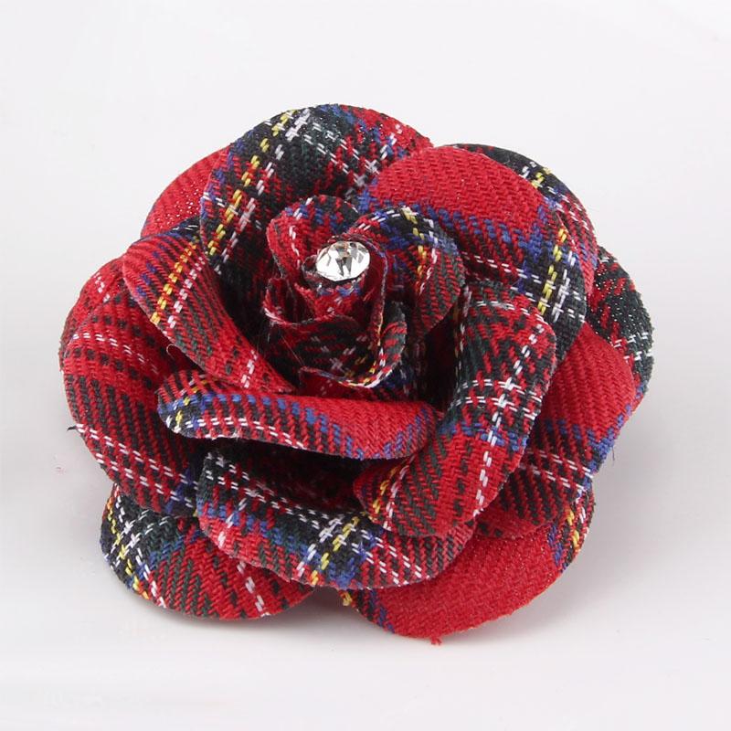 

Pins, Brooches Women Dot Lattice Wool Handmade Camellia Flower Brooch Pin Bow Necktie Couple Set Cardigan Shirt Collar Ornament Hair Accesso