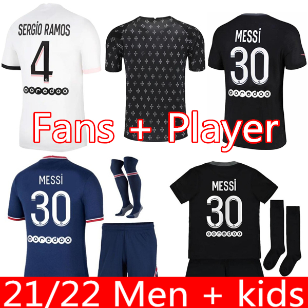 

MESSI MBAPPE jerseys HAKIMI SERGIO RAMOS 21 22 Maillots de football 2021 2022 MARQUINHOS VERRATTI Soccer men kids kit shirts uniforms enfants maillot foot third 3rd