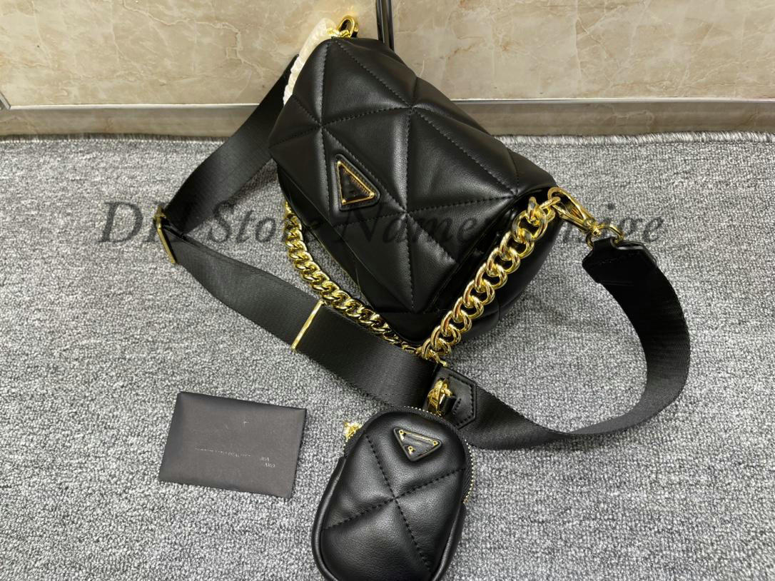

Handbag Multi Pochette Bag Crosbody Sytem Patchwork Black Chain Shoulder Re-Edition Nylon Deigner Hobo Canva Luxury Women Re-Nylon, No bags;make up the difference