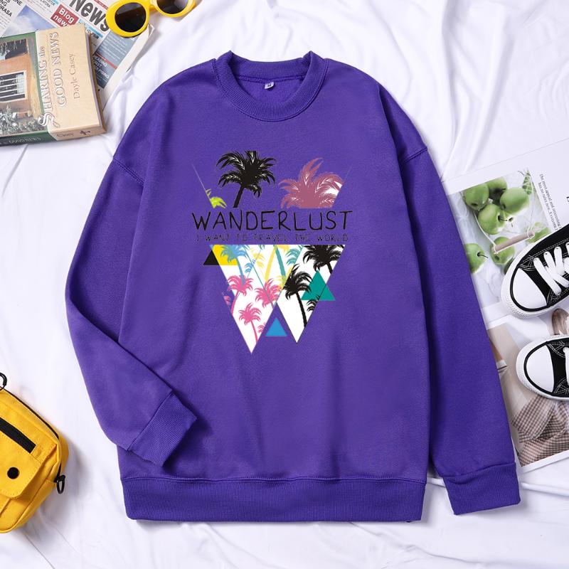 

Wanderlust Travel The World Printed Woman 2021 Spring Hoodies Hip Hop Casual Sweatshirt Harajuk Comfort Women Streetwear Women' & Sweatshir, Black