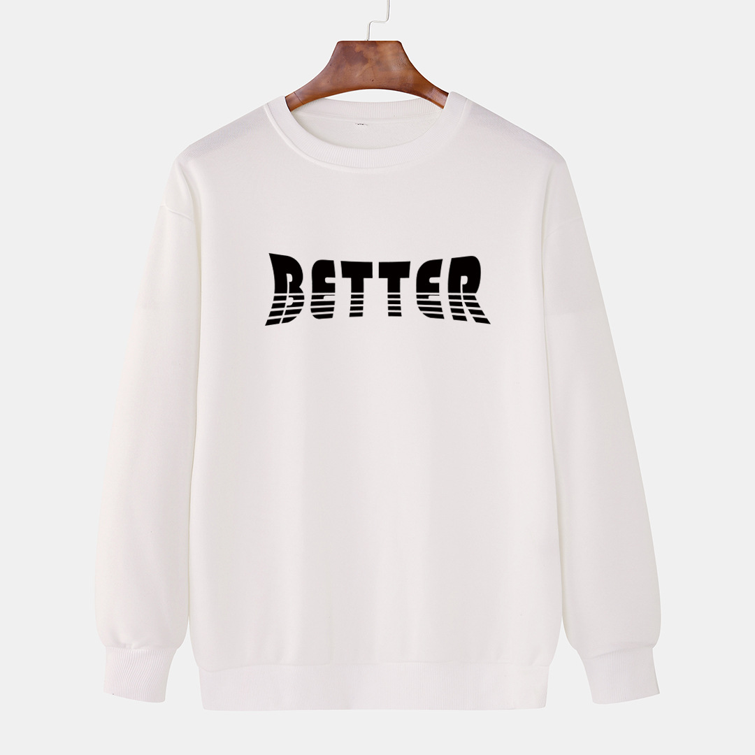 

Mens Hoodie Sweatshirts Simple Round Neck Long Sleeve [BETTE] Letter Print Pullover Fashion Trend All Match Coat Handsome Bottom Shirt Autumn Winter Warm Clothing, Red