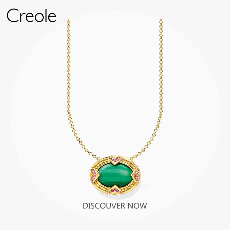 

Chains Necklace Oval Green Stone 925 Sterling Silver With Gold 2021 Summer Brand Fine Jewelry Vintage Elegant Gift For Women Girls