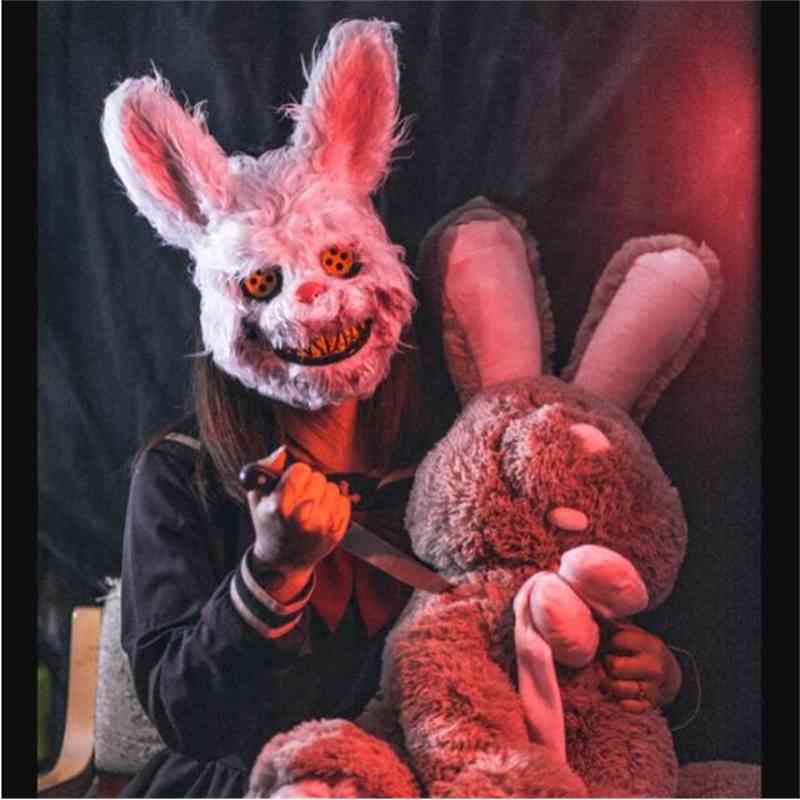 

Tiktok Halloween rabbit Cosplay props, Rabbit Plush mask, bloody bear