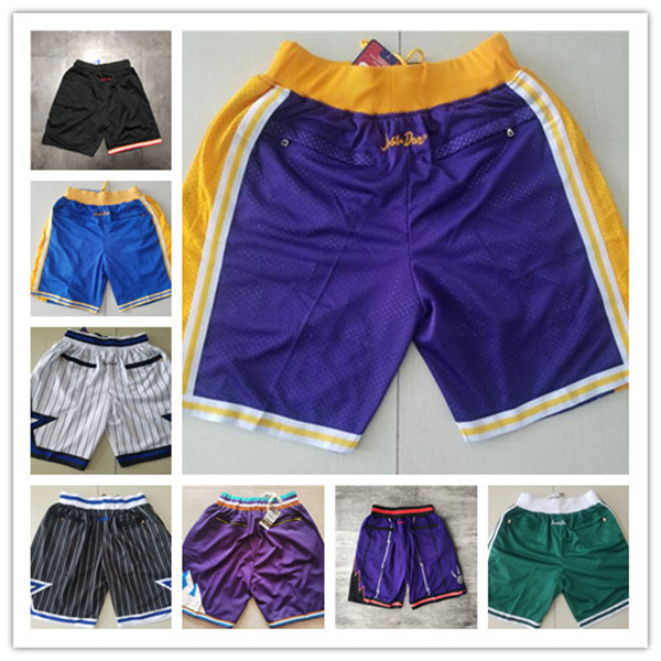 

Mens Team Basketball Shorts Just Short Don With Zipper Pocket Hip Pop Sports Wear Pant Sweatpants Stitch, As