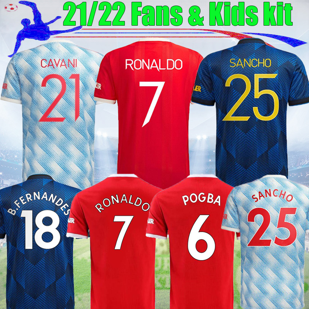 

21 22 MAN U RONALDO RASHFORD soccer jerseys VAN DE BEEK Fans & player CAVANI Sancho POGBA fourth football shirt B. FERNANDES 2021 R.VARANE aldult kids uniform 16-4XL, 21/22 third fans