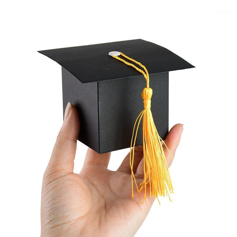 

Gift Wrap 30pcs BlackGift Packaging Box Graduation Bachelor Cap Pillow Shaped Candy Chocolate Party Supplies