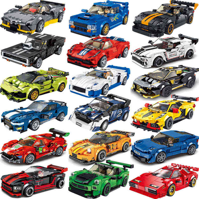 

Speed Champions F1 Racing Sports Vehicle Pull Back Car Supercar Building Blocks Set Kit Bricks Classic MOC Model Toys For Kids H1028