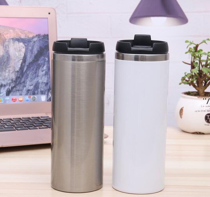 

NEWDrinkware Dining Bar Home & Garden Drop Delivery 420Ml Blank Sublimation Tumblers Heat Tansfer Coffee With Lid Double Layers seaway RRA80, As picture