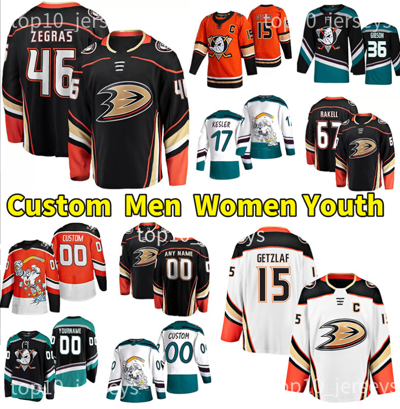 

46 Trevor Zegras Anaheim Ducks Jersey Troy Terry Ryan Getzlaf Max Comtois John Gibson Max Jones Josh Manson Kevin Shattenkirk Cam Fowler Rickard Rakell Sonny Milano, Women colour 1