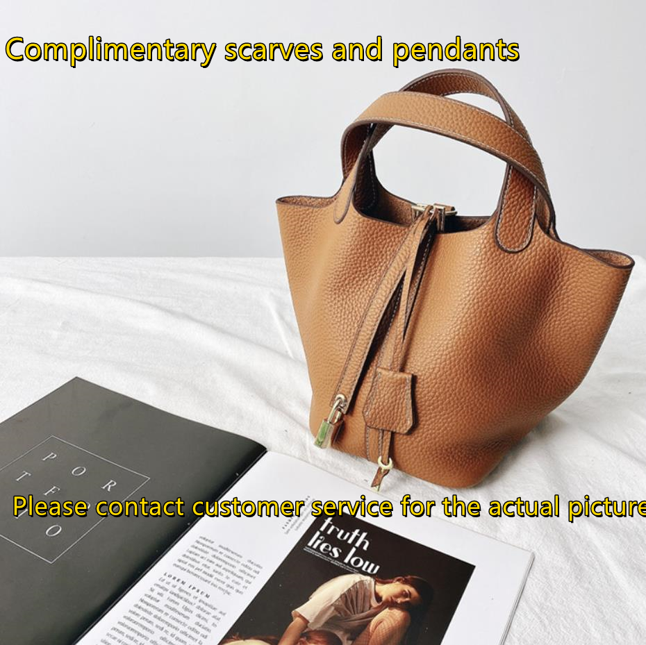 

2021 Design women bag versatile single shoulder texture bucket high quality multifunction Vegetable basket handbag carry Mini leather cowhide, White
