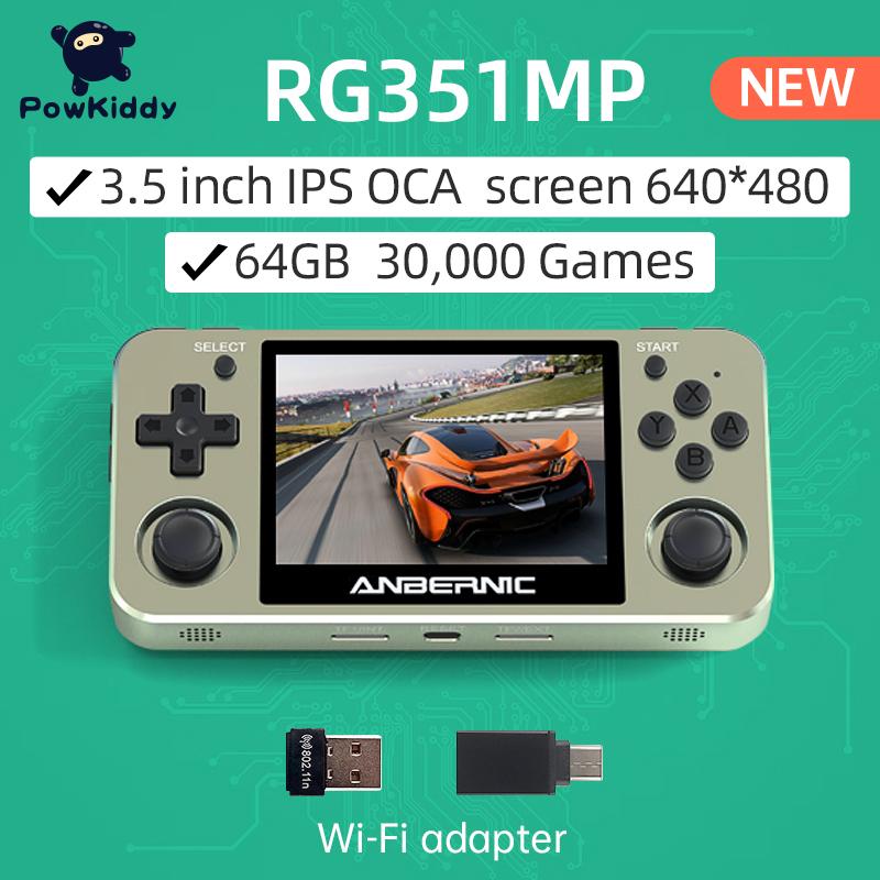 

Portable Game Players POWKIDDY Anbernic RG351MP Metal Player Pocket Handheld Console 3.5 Inch IPS Screen PS1 Games 64G 30000