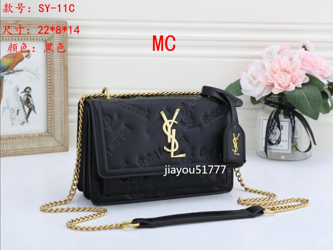

57 yslsell women high quality leather handbag chain bag Envelope Shoulder Bags Messenger Dinner bag tote Shopping bag, Black;brown